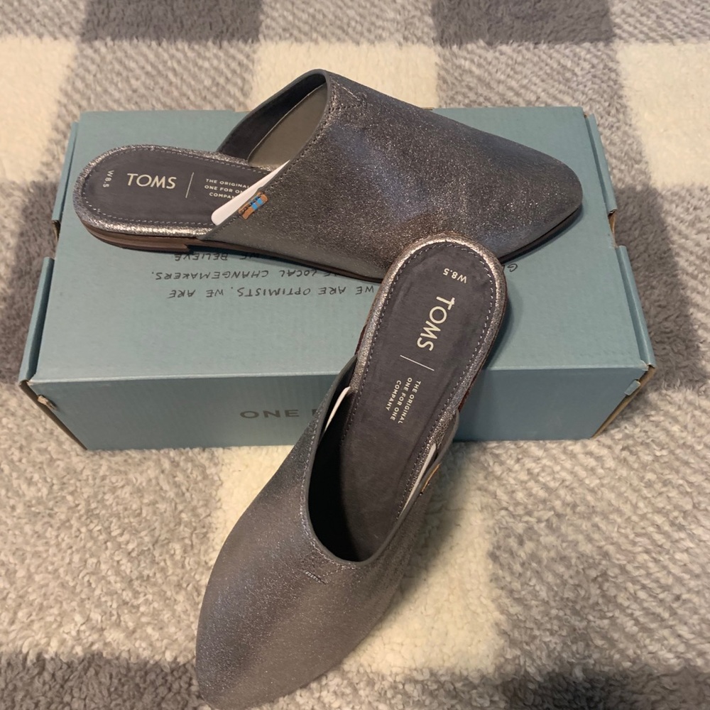 Toms Jutti Mule pewter metallic leather